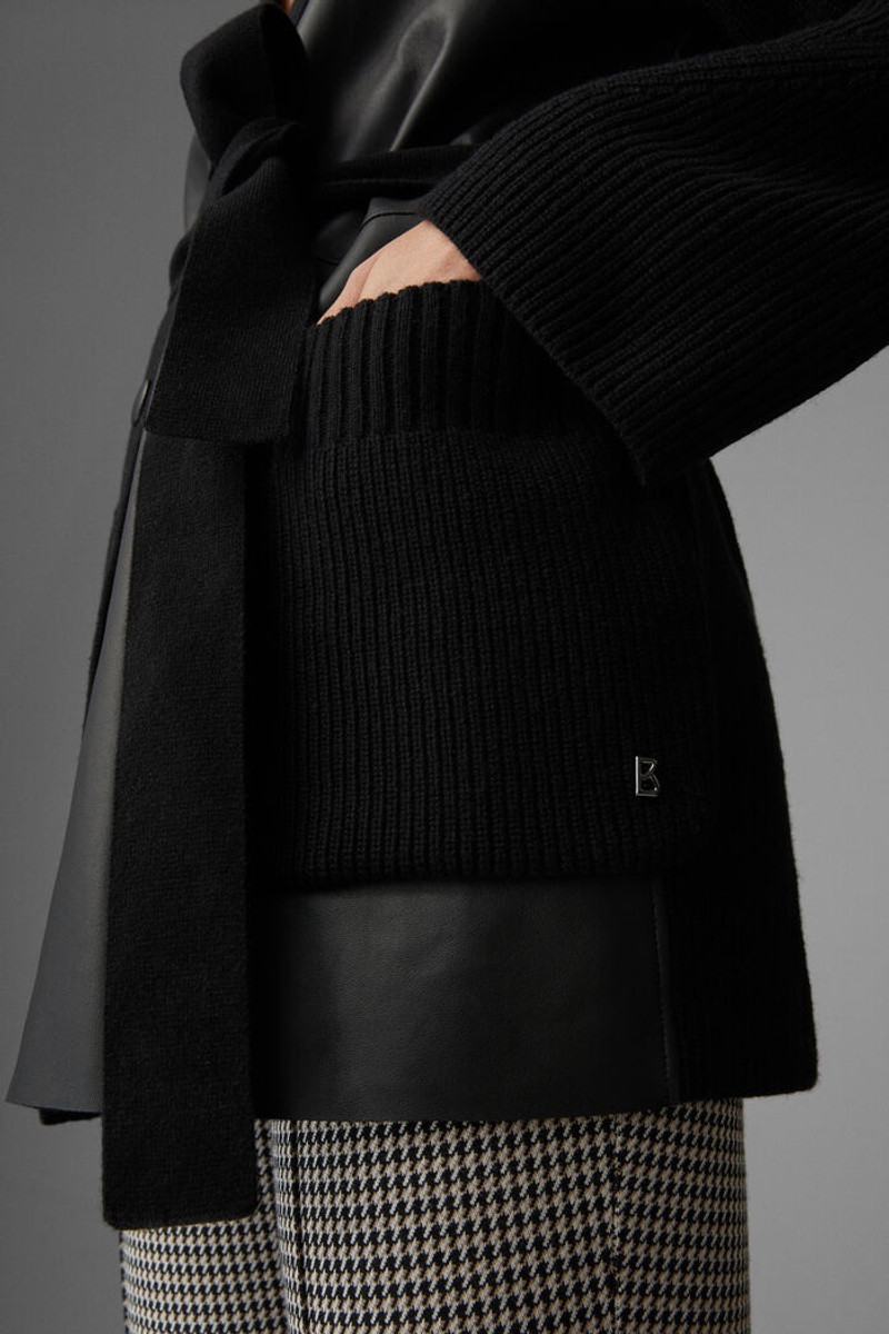 Roxana Leather cardigan in Black 5