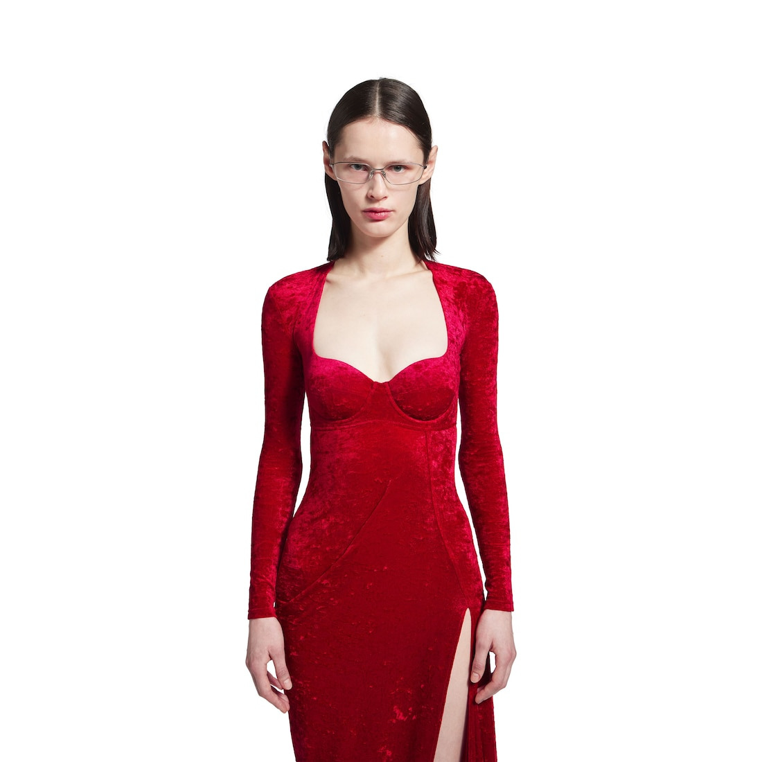 Women's Draped Maxi Dress in Garnet - 5