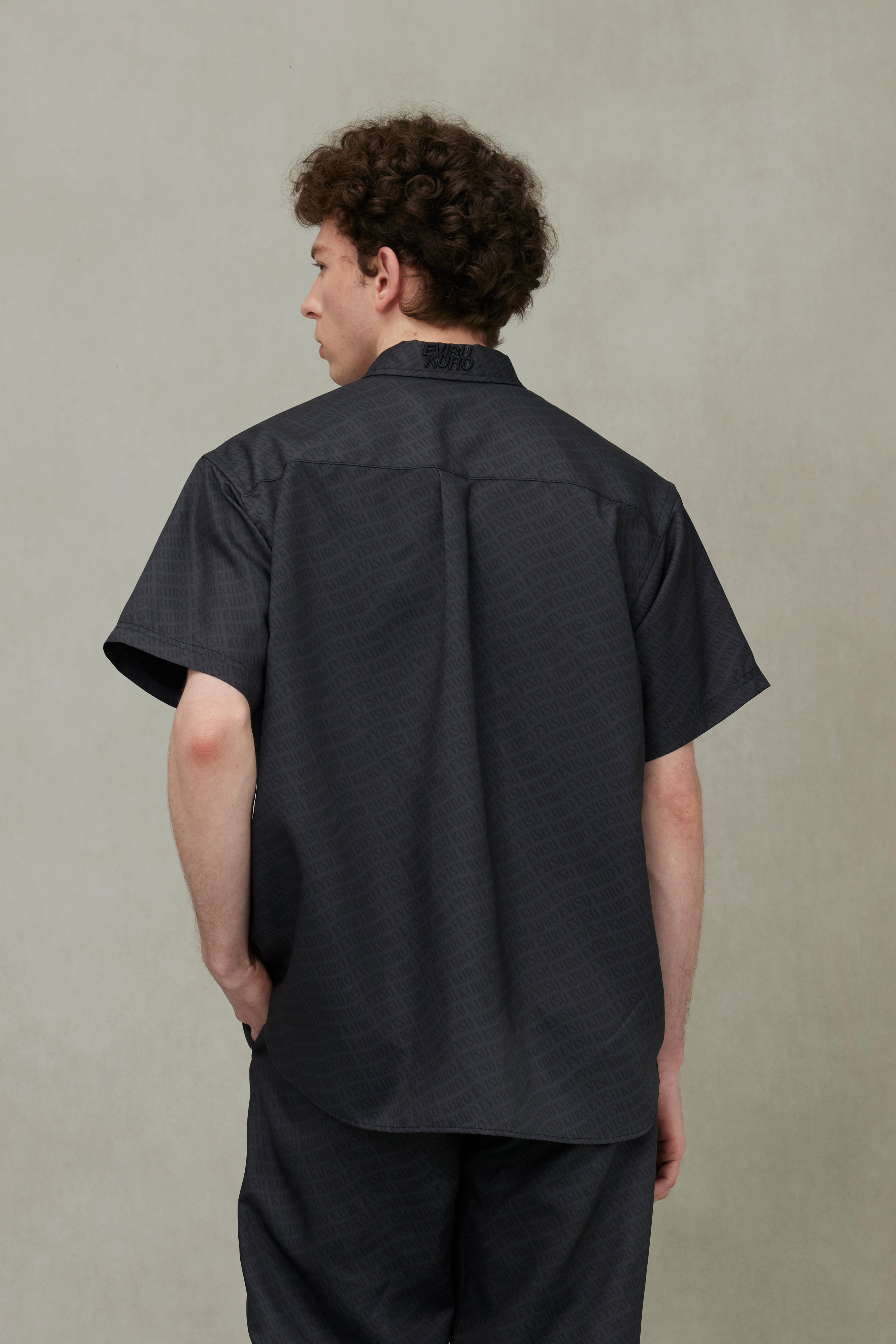 Allover Logo Print Loose Fit Short Sleeves Shirt - 6