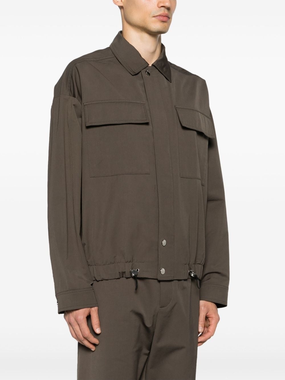 drawstring twill shirt jacket - 3