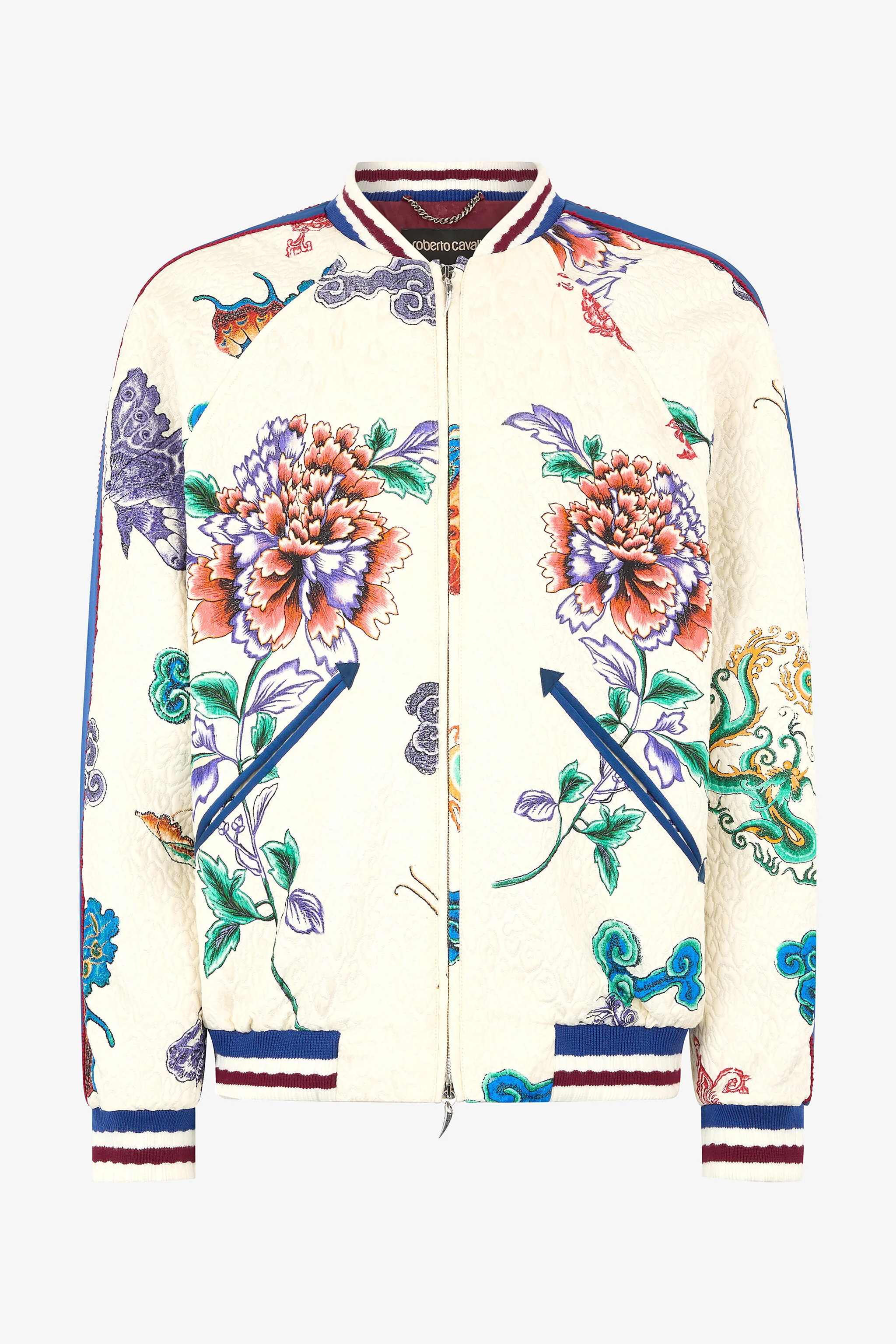 Bomber Jacket With Dragon, Flowers And Butterflies - 1