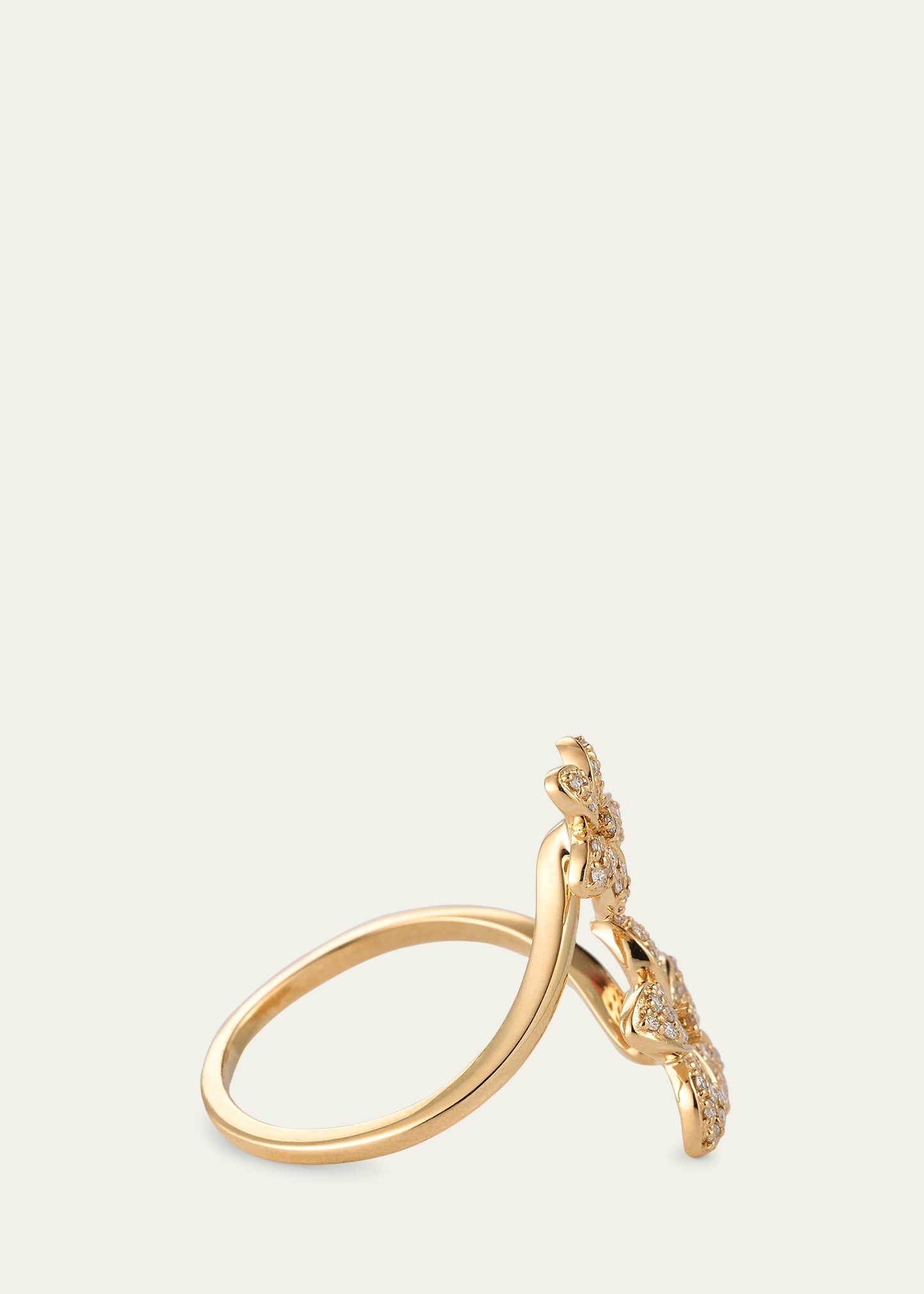14k YG Diamond Plumeria Wrap Ring, Size 6.5 - 3