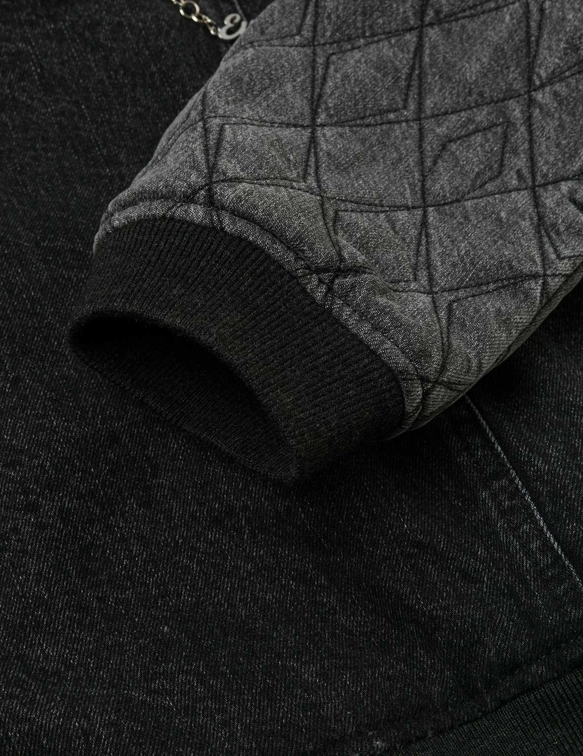 Seagull Embroidery Fashion Fit Hooded Padded Denim Jacket - 12