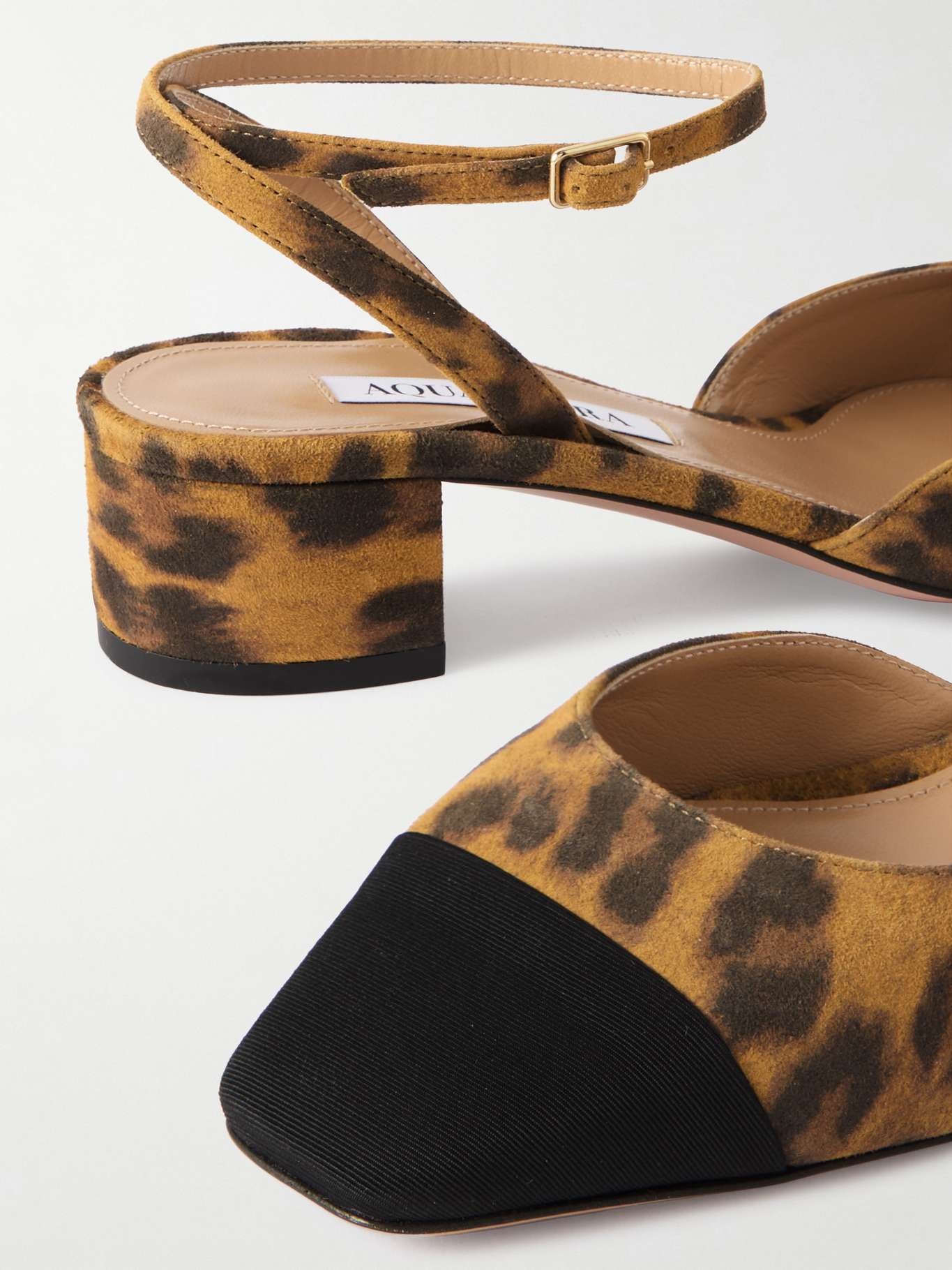 AQUAZZURA French Flirt 35 grosgrain-trimmed leopard-print