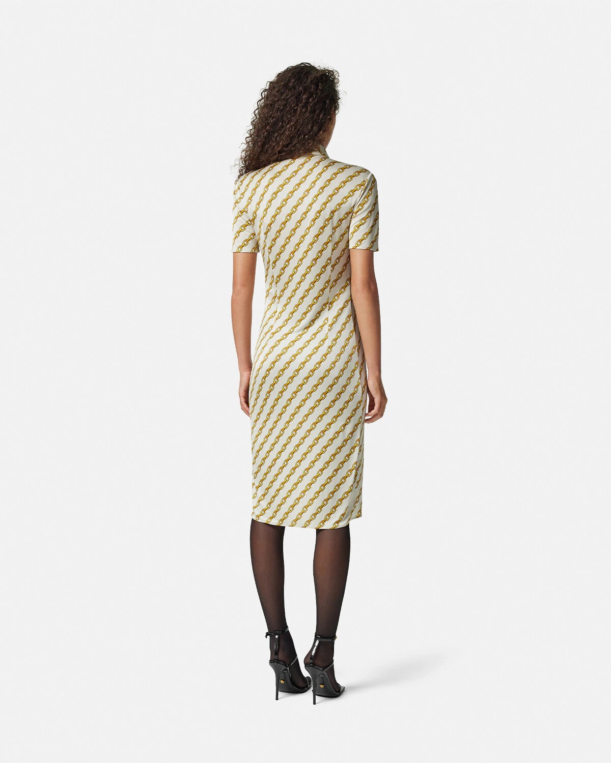 Chain Stripes Fitted Midi Shirt Dress - 5