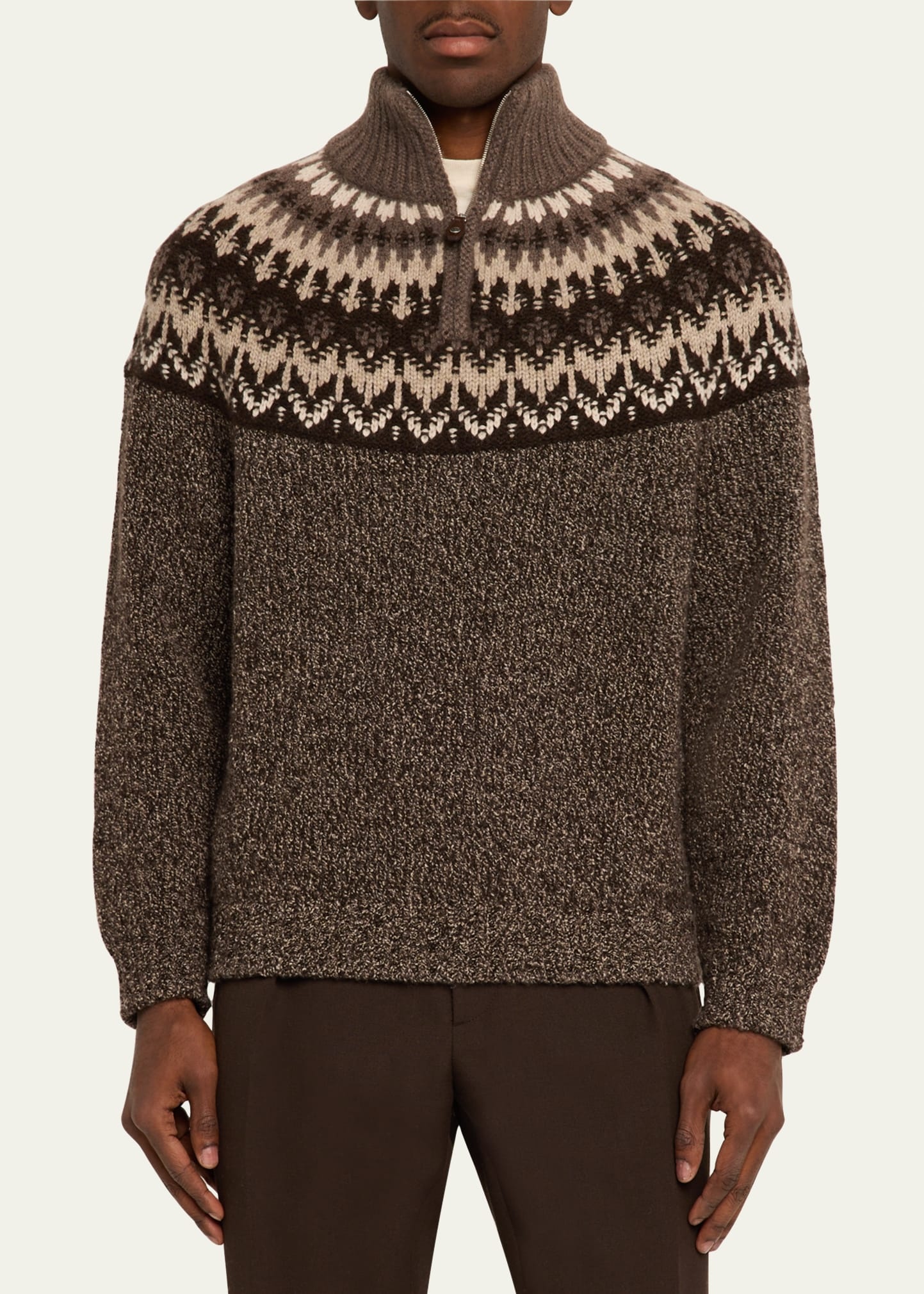 Men's Alpe Pile Cashmere and Silk Quarter-Zip Sweater - 4