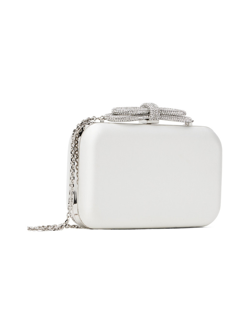 White Double Bow Satin Clutch 3