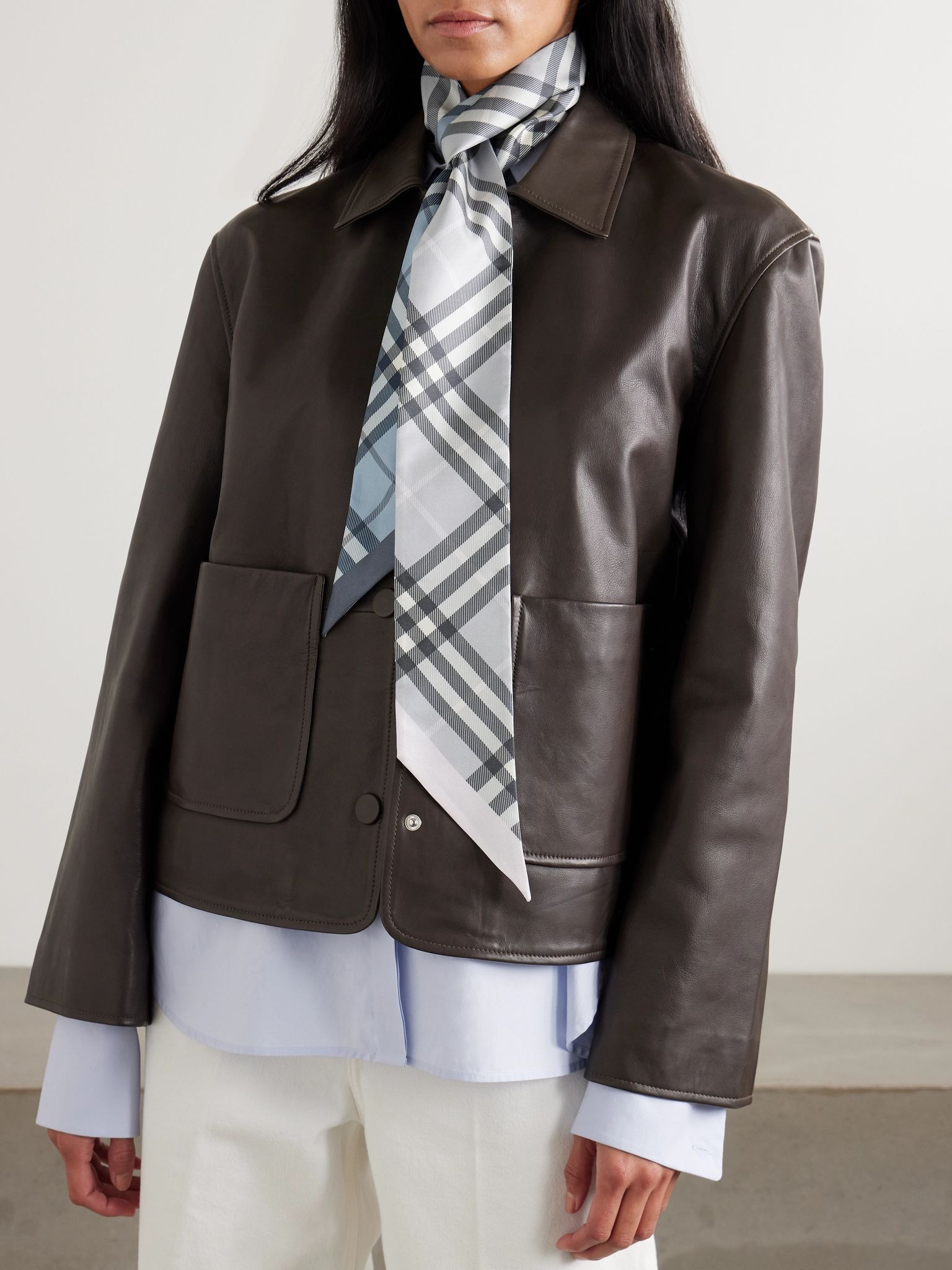 Checked silk scarf Gray - 2