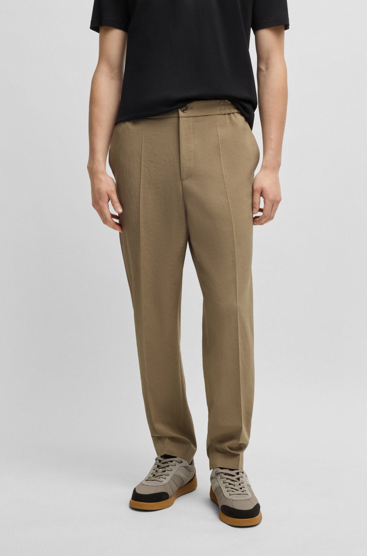 SLIM-FIT TROUSERS IN MELANGE WRINKLE-RESISTANT FABRIC - 2