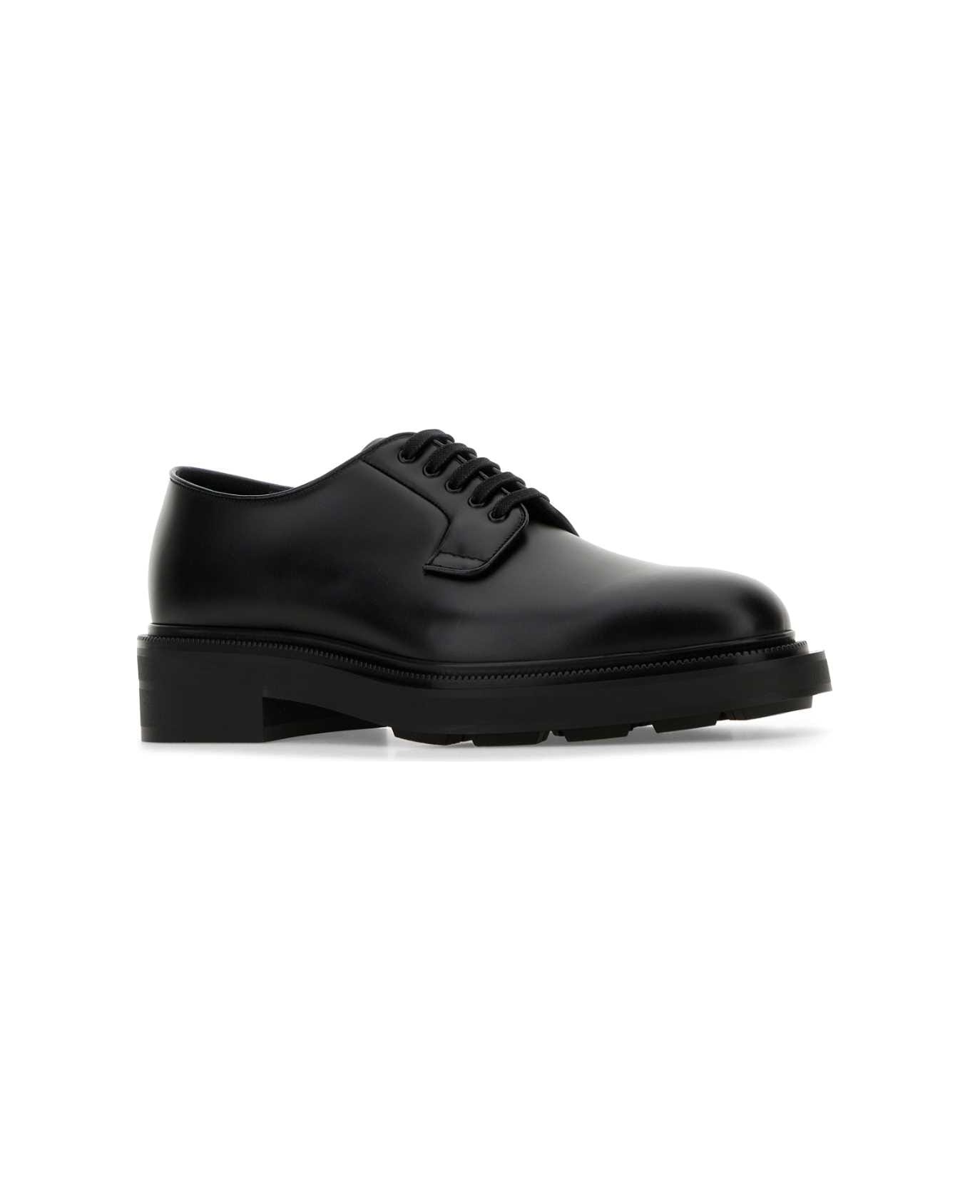 Black Leather Lace-up Shoes - 2