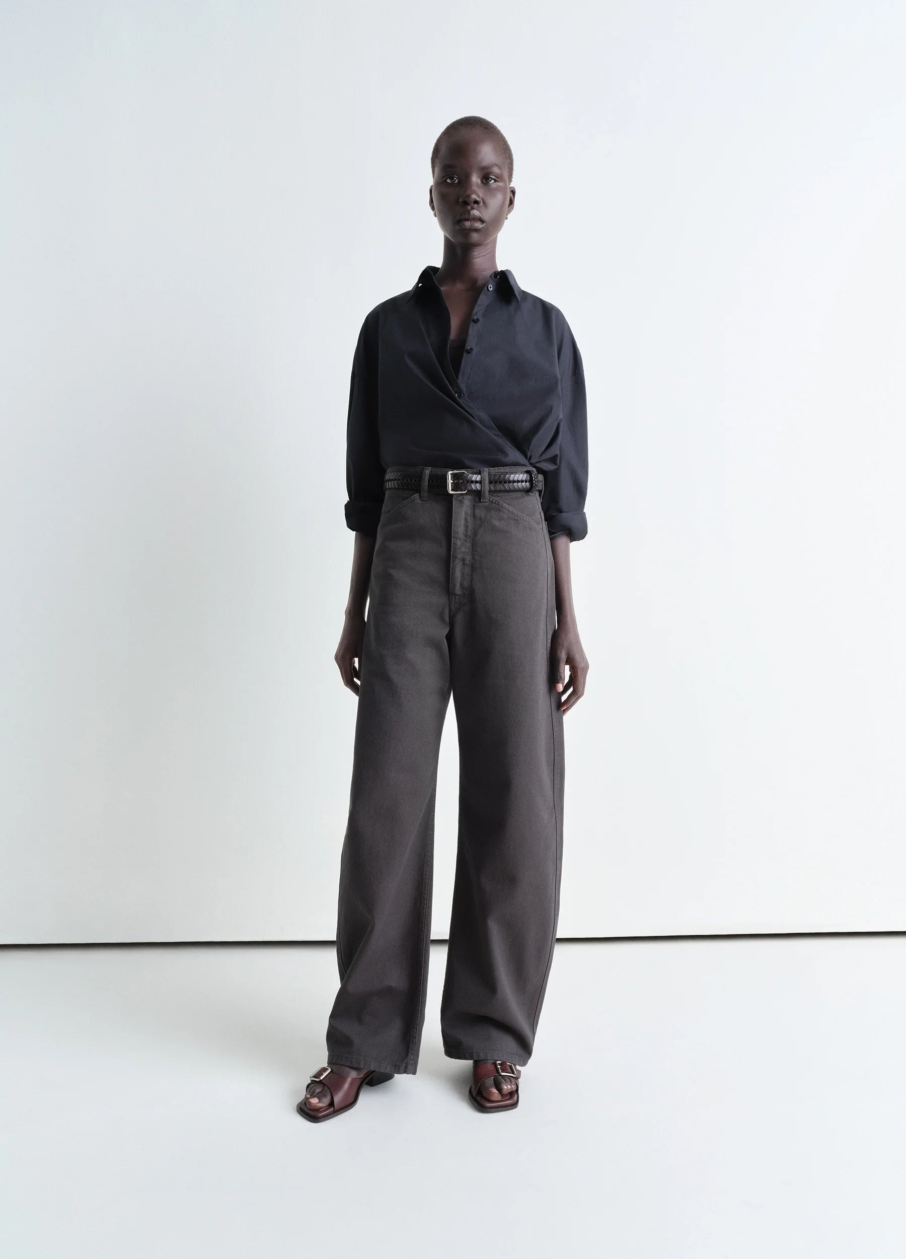 HIGH WAISTED CURVED PANTS - 2