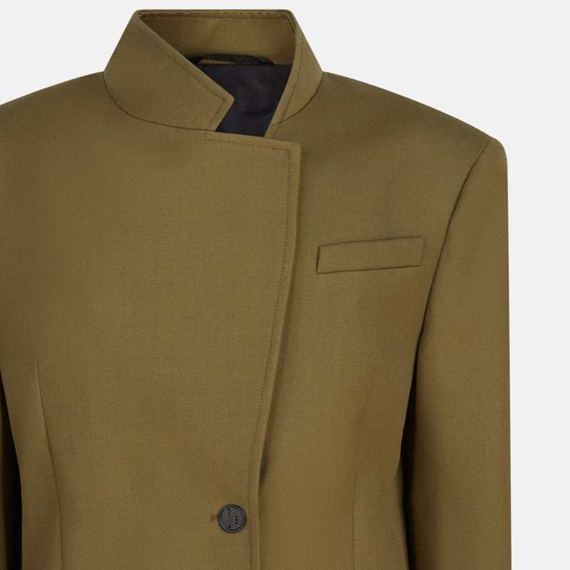 The Attico Asymmetric Military Green Wool Jacket Women - 2
