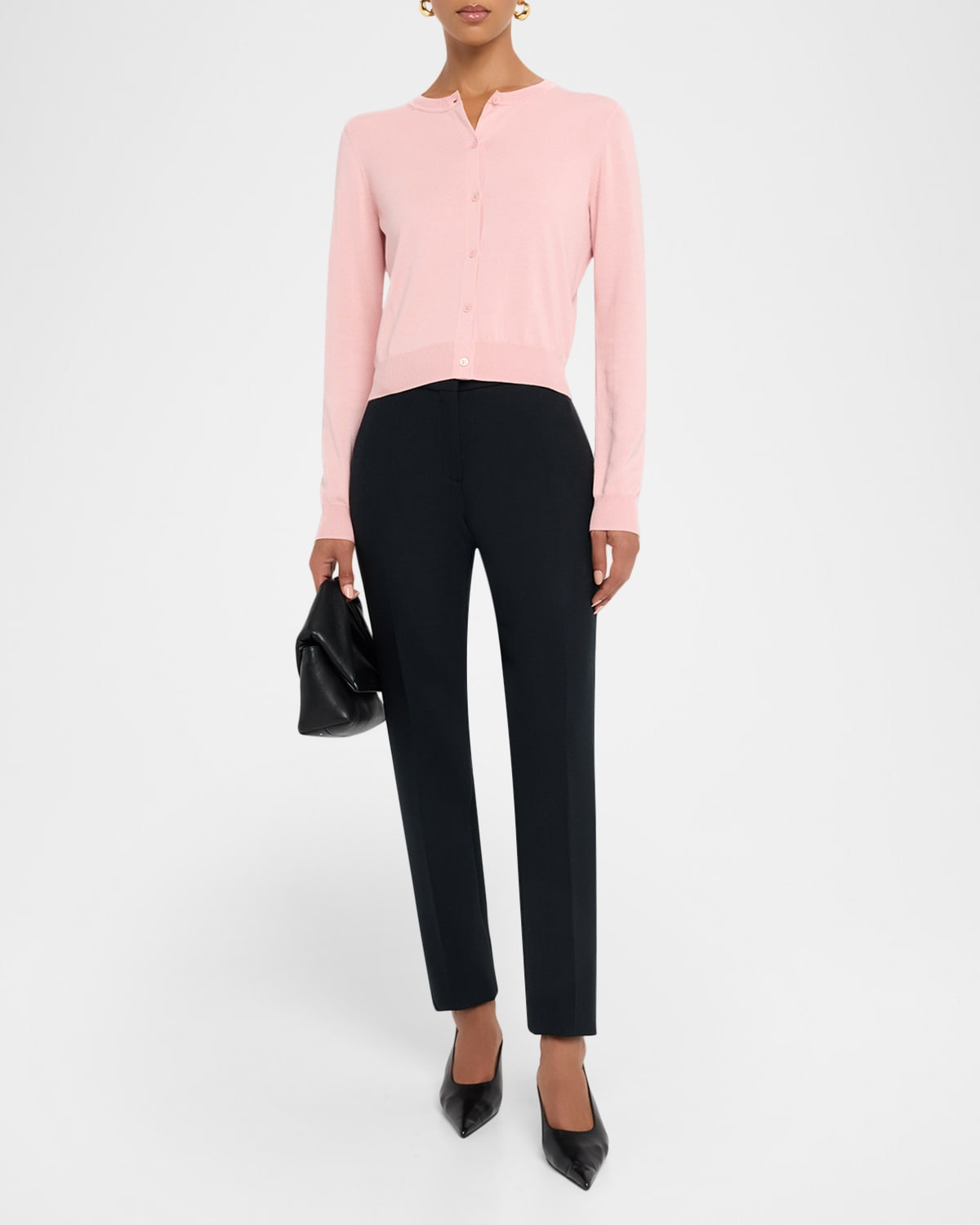 Silk-Cotton Crewneck Cardigan - 2