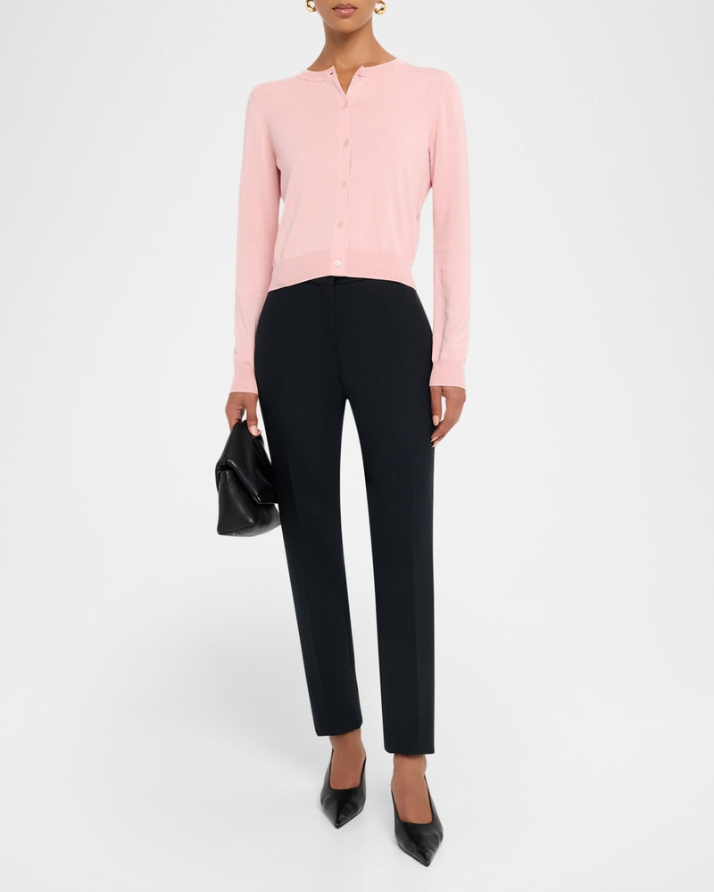 CAROLINA HERRERA Silk-Cotton Crewneck Cardigan outlook