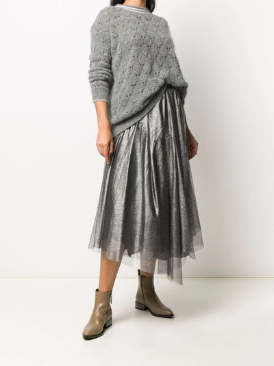 Brunello Cucinelli metallic asymmetric-hem skirt outlook