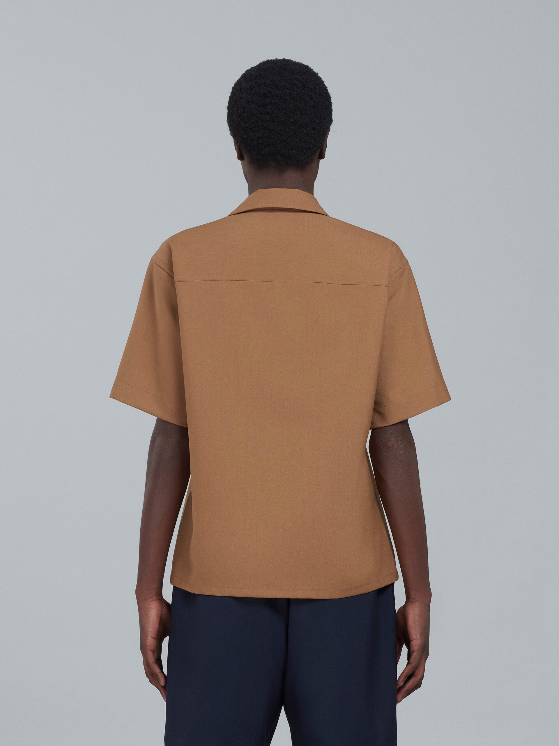 BEIGE TROPICAL WOOL BOWLING SHIRT - 3