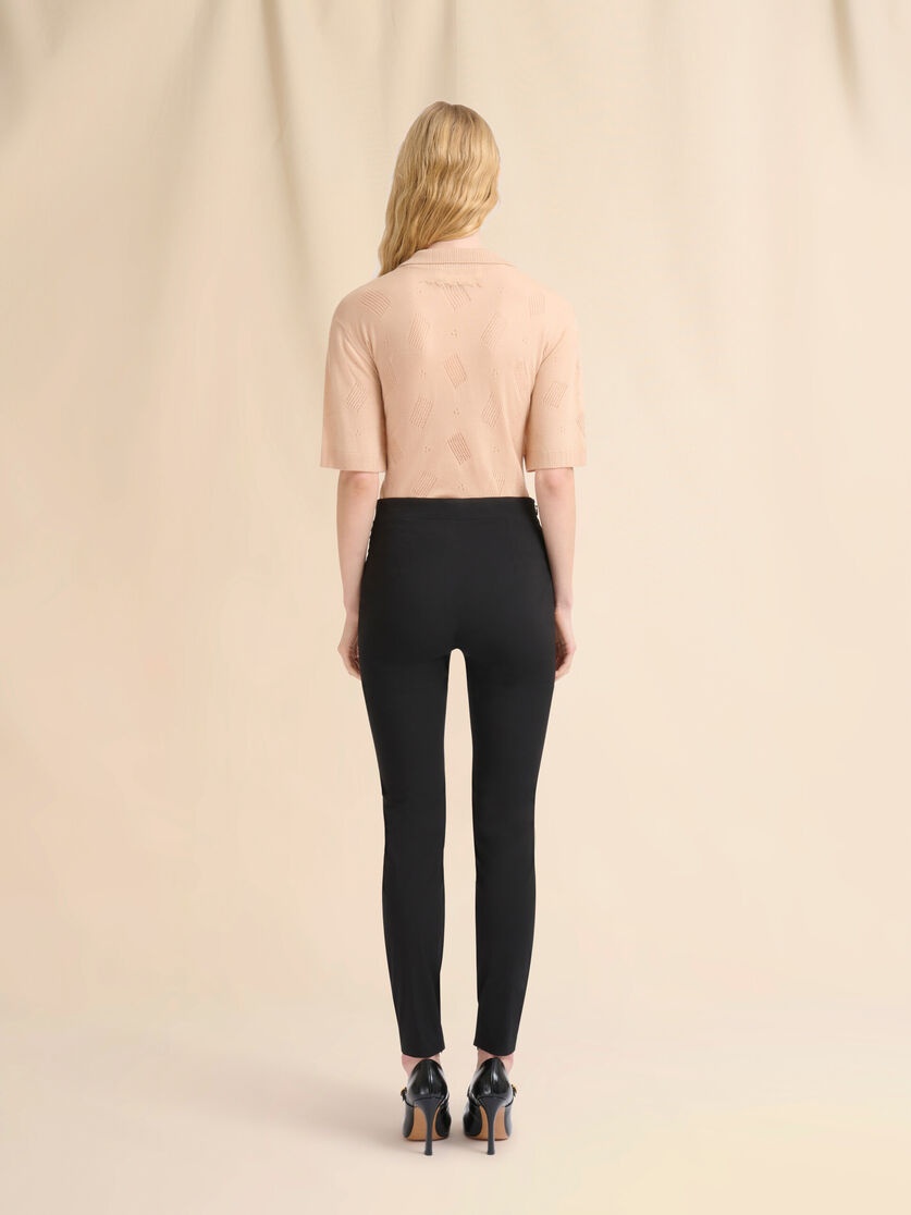 BLACK STRETCH POPLIN TROUSERS WITH MARNI SYMBOL - 3