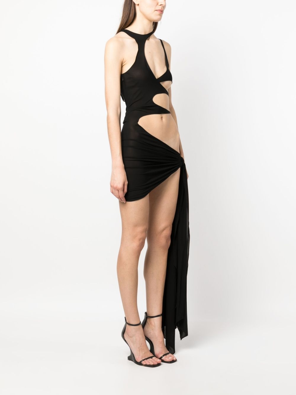 sleeveless cut-out draped dress - 3