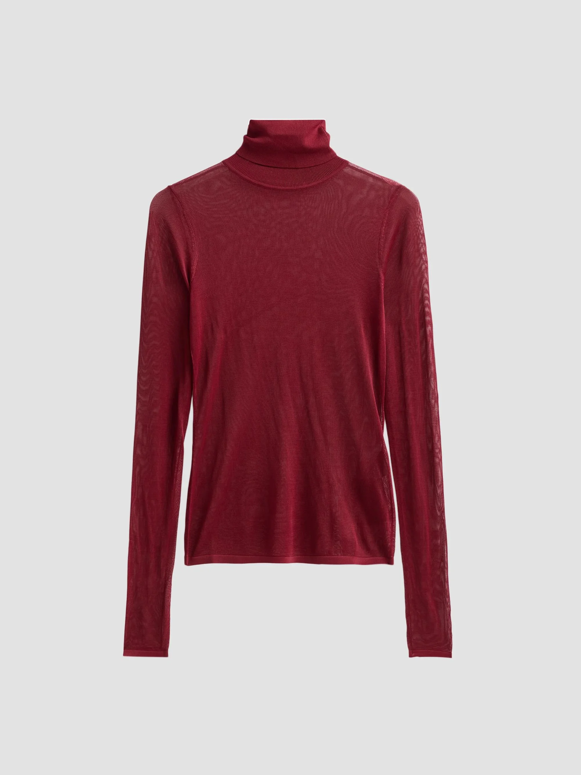 Women's Fine-Knit Turtleneck Top - Bordeaux - 1