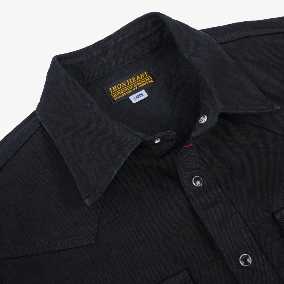 IHSH-396-BLK 13.5oz Denim Western Shirt - Black - 8