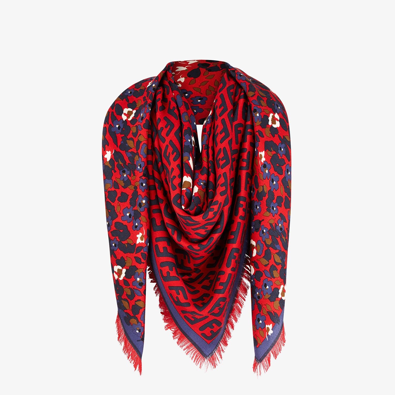 Red silk and wool shawl - 2