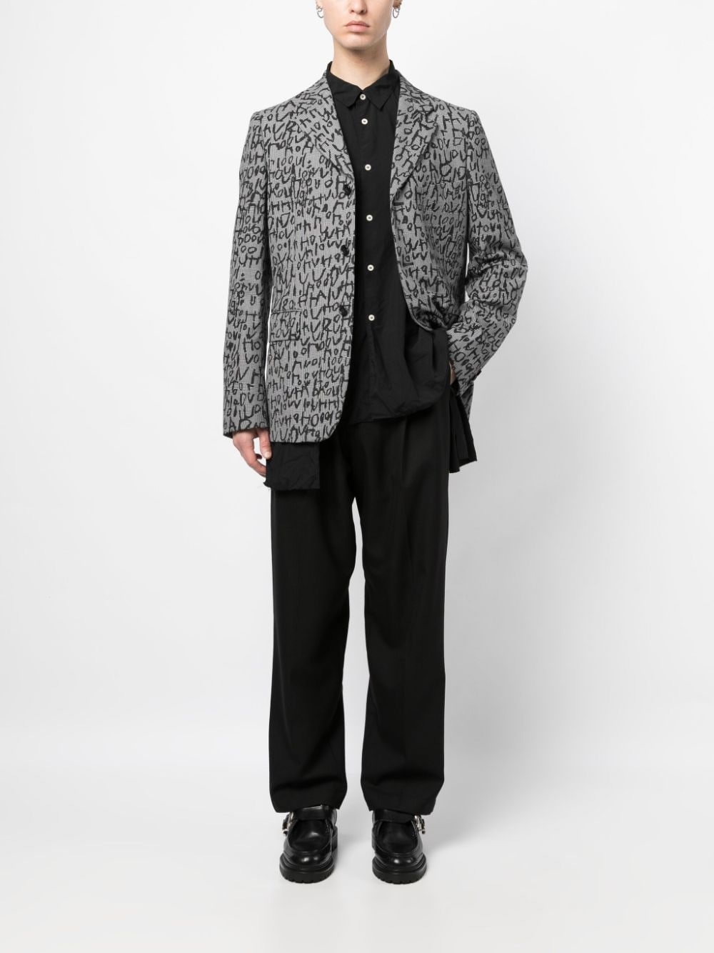 abstract-pattern print notched-lapels blazer - 2