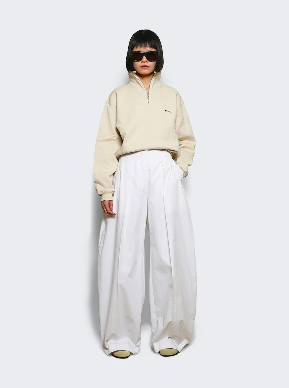 The Gros Grain Zipped-rollneck Sweatshirt Light Beige - 2