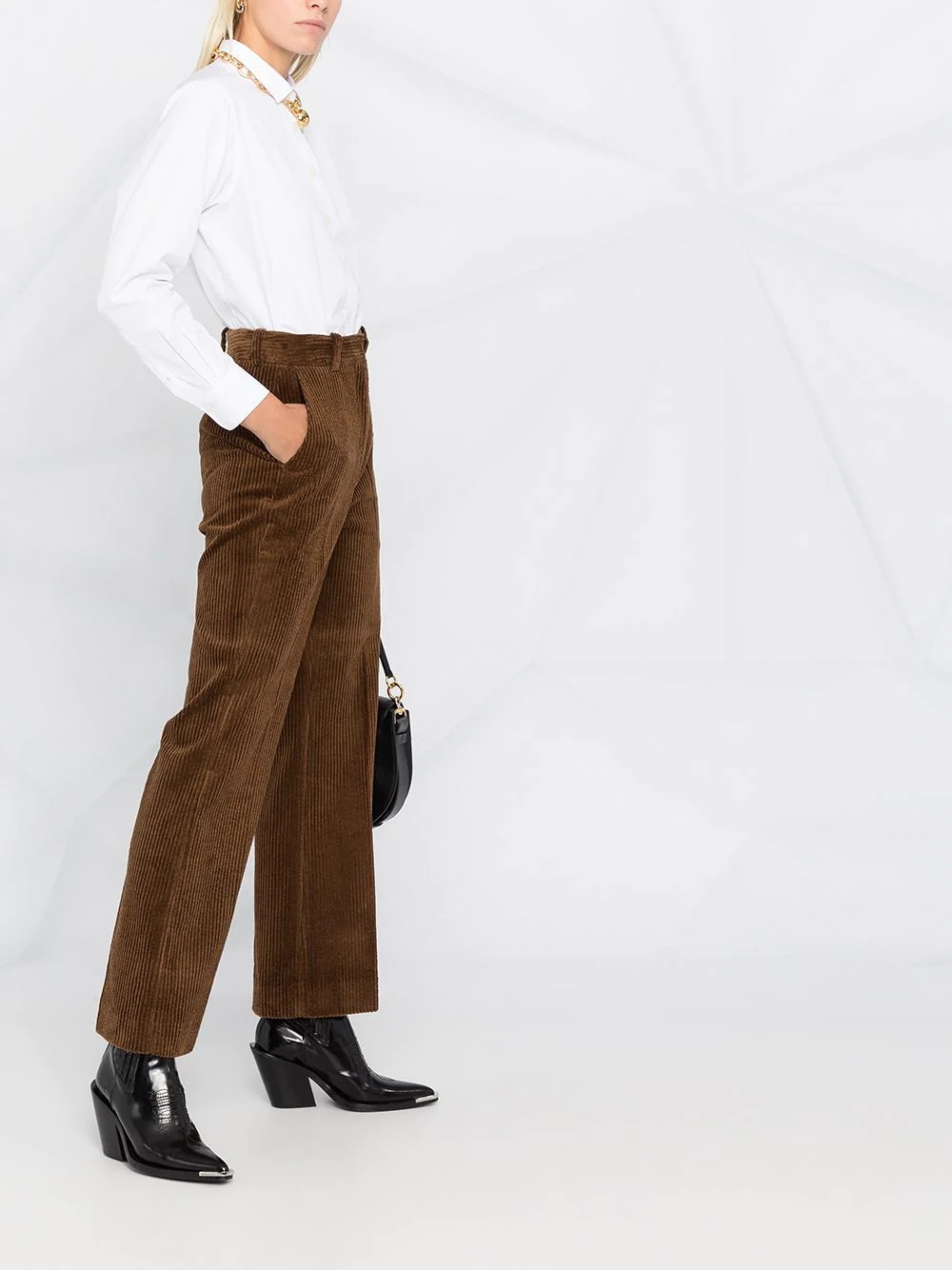 high-rise corduroy flared trousers - 4