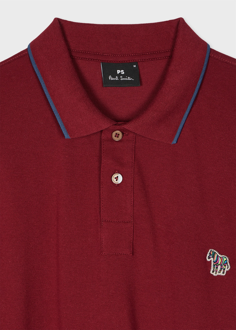 Paul Smith Slim-Fit Burgundy Zebra Logo Polo Shirt With Contrast Tipping outlook