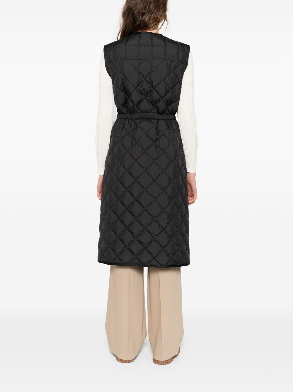 quilted belted vest - 4