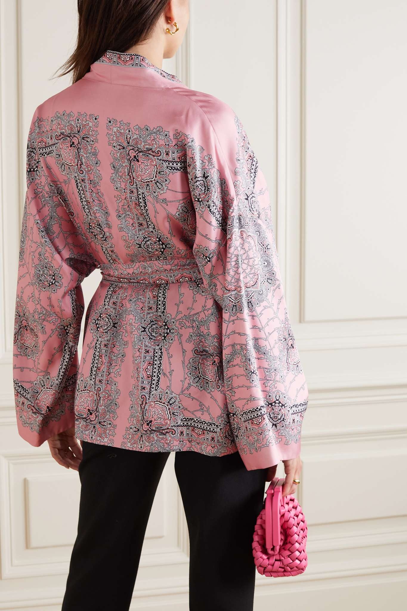 Belted printed silk-twill robe - 3