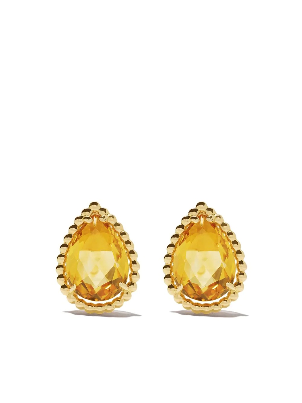 18kt yellow gold Serpent Bohème  citrine S motif teardrop stud earrings - 1