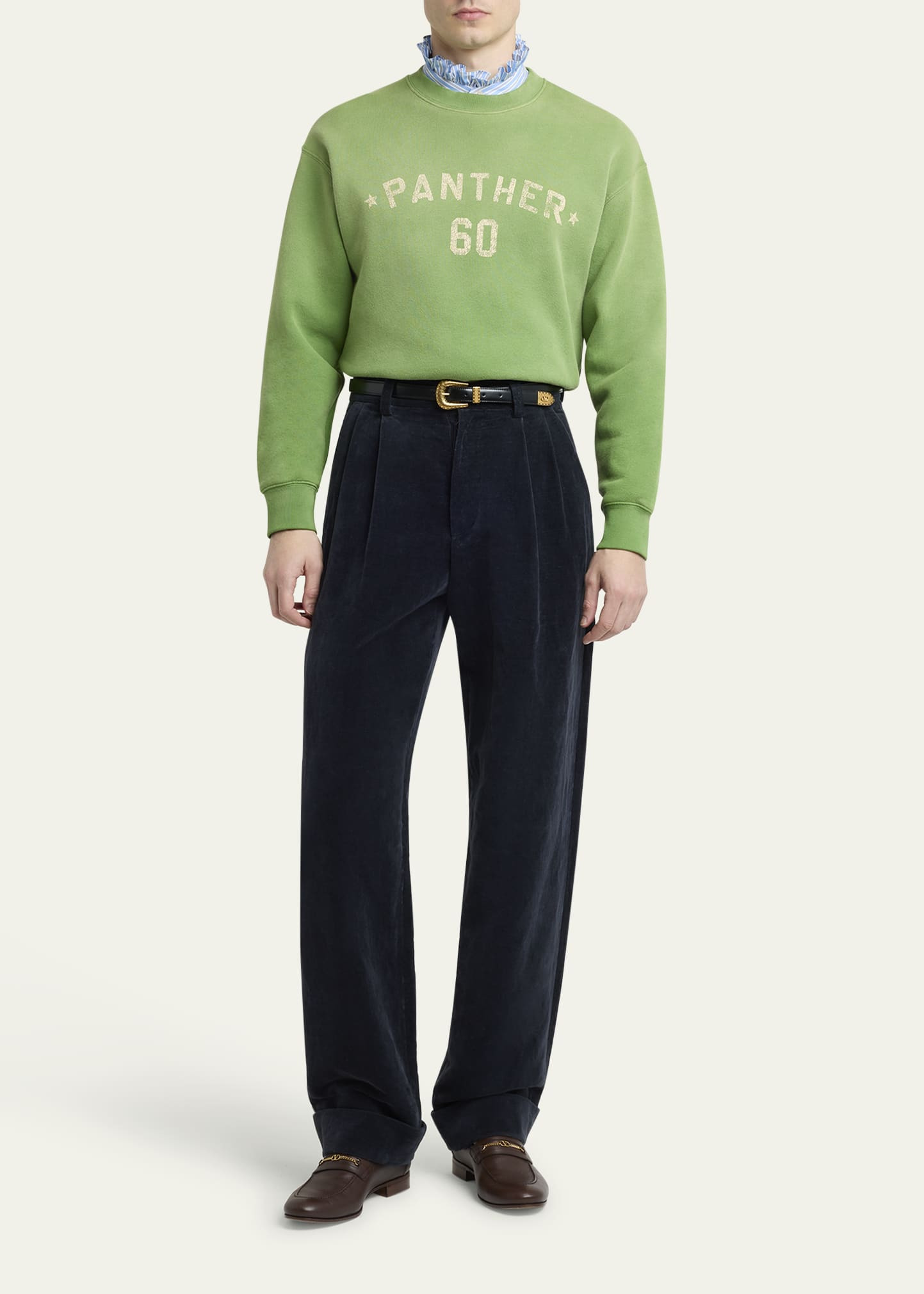 Men's Velvet Double-Pleated Pants - 2