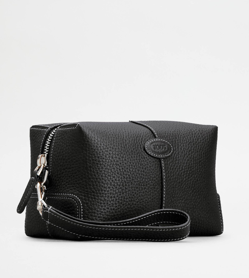 POUCH IN LEATHER LARGE - BLACK 3