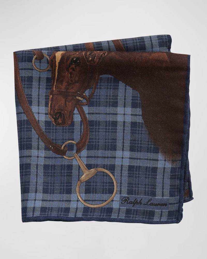 Men's Equestrian Cashmere Silk Pocket Square 5