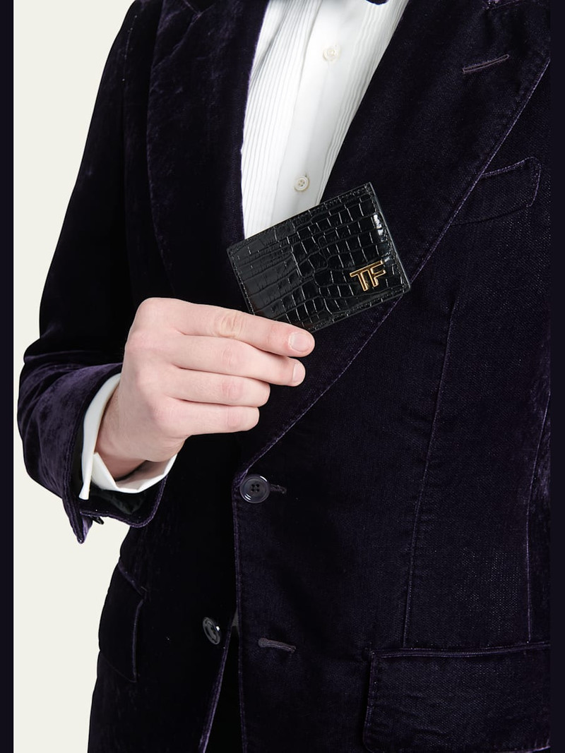 TOM FORD Men's T Line Alligator-Print Card Holder outlook