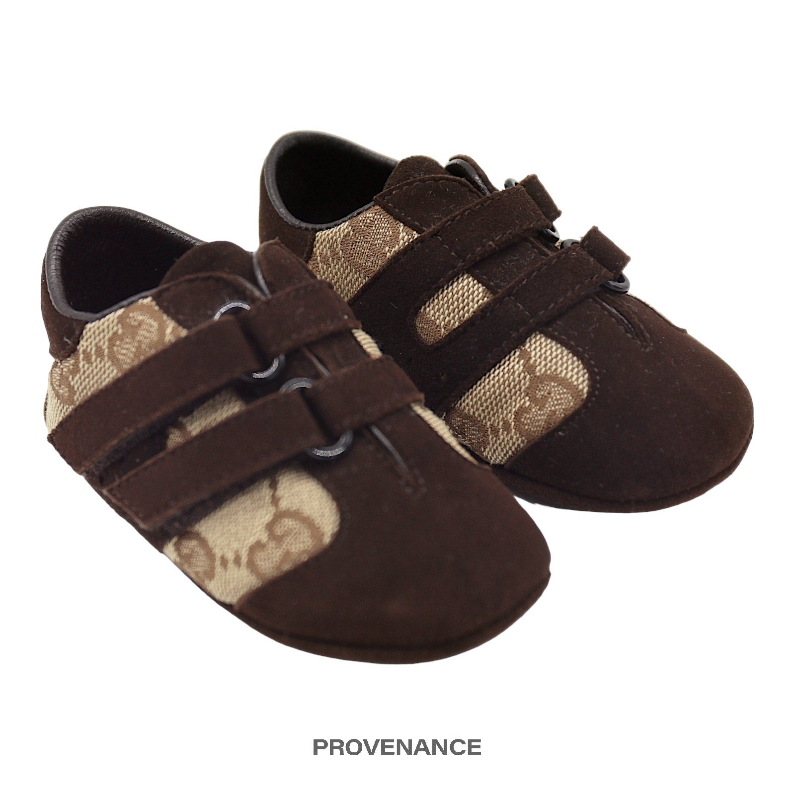 Gucci GG Canvas Suede Velcro Runner Infant - Brown - 4