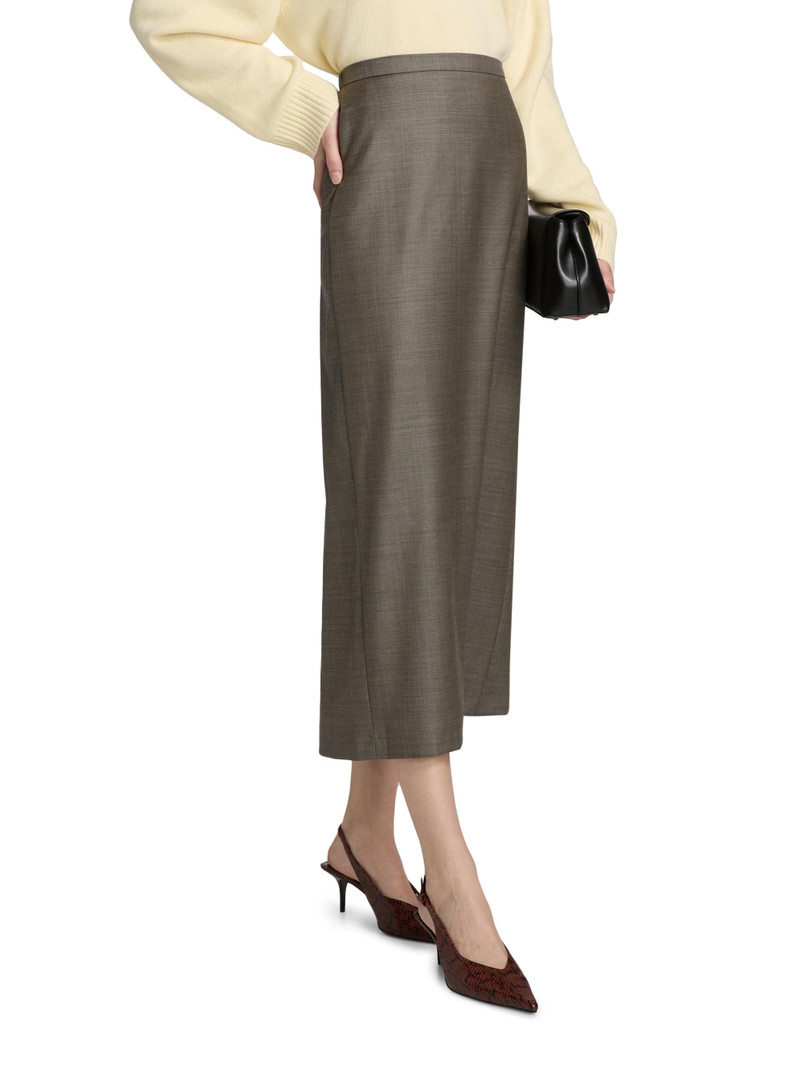 Women's Cara Virgin Wool Pencil Midi-Skirt - Dark Brown Melange 4