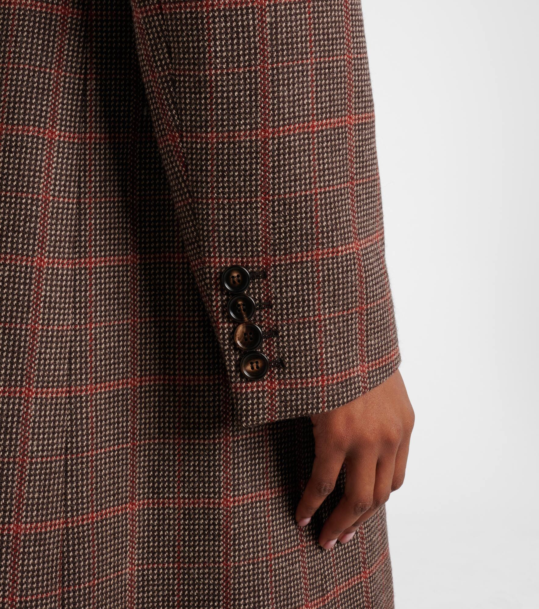 Checked double-breasted virgin wool coat - 5