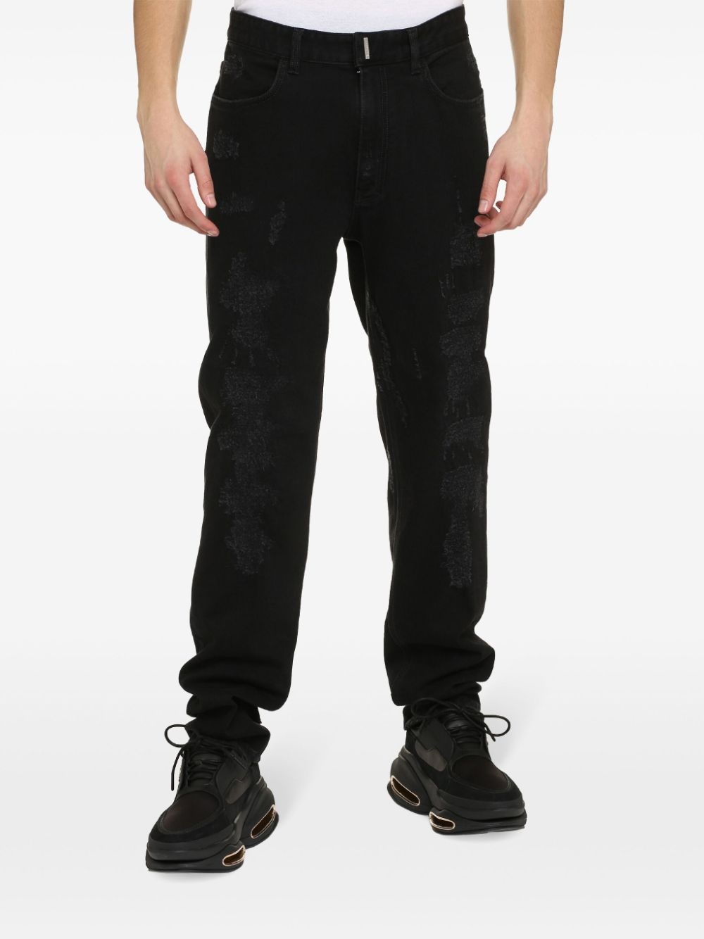 slim-fit destroyed jeans - 2