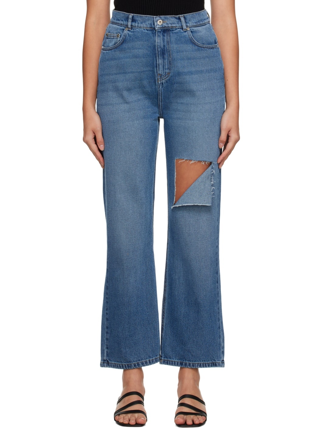 Blue Distressed Jeans - 1