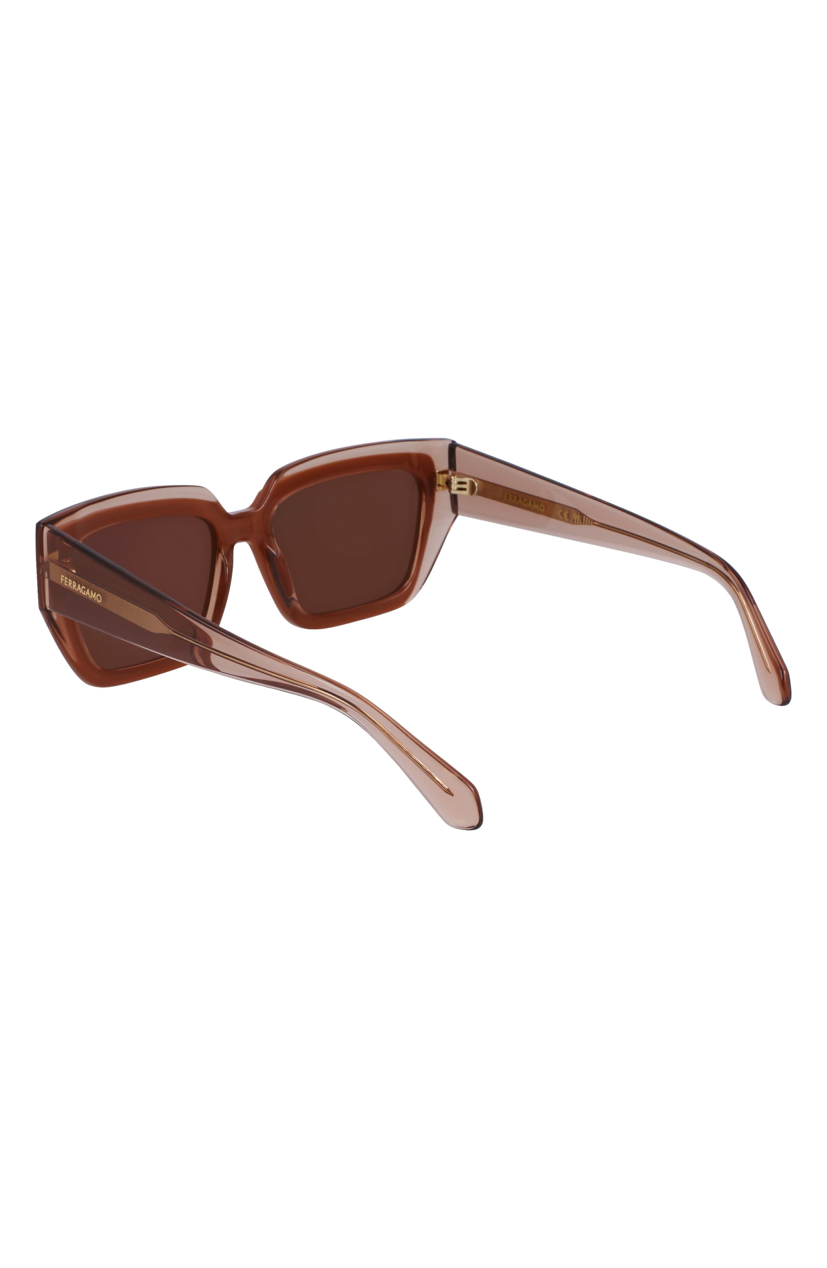 FERRAGAMO Classic Logo 55mm Square Sunglasses in Trnsprnt Nude/Rose at Nordstrom - 4