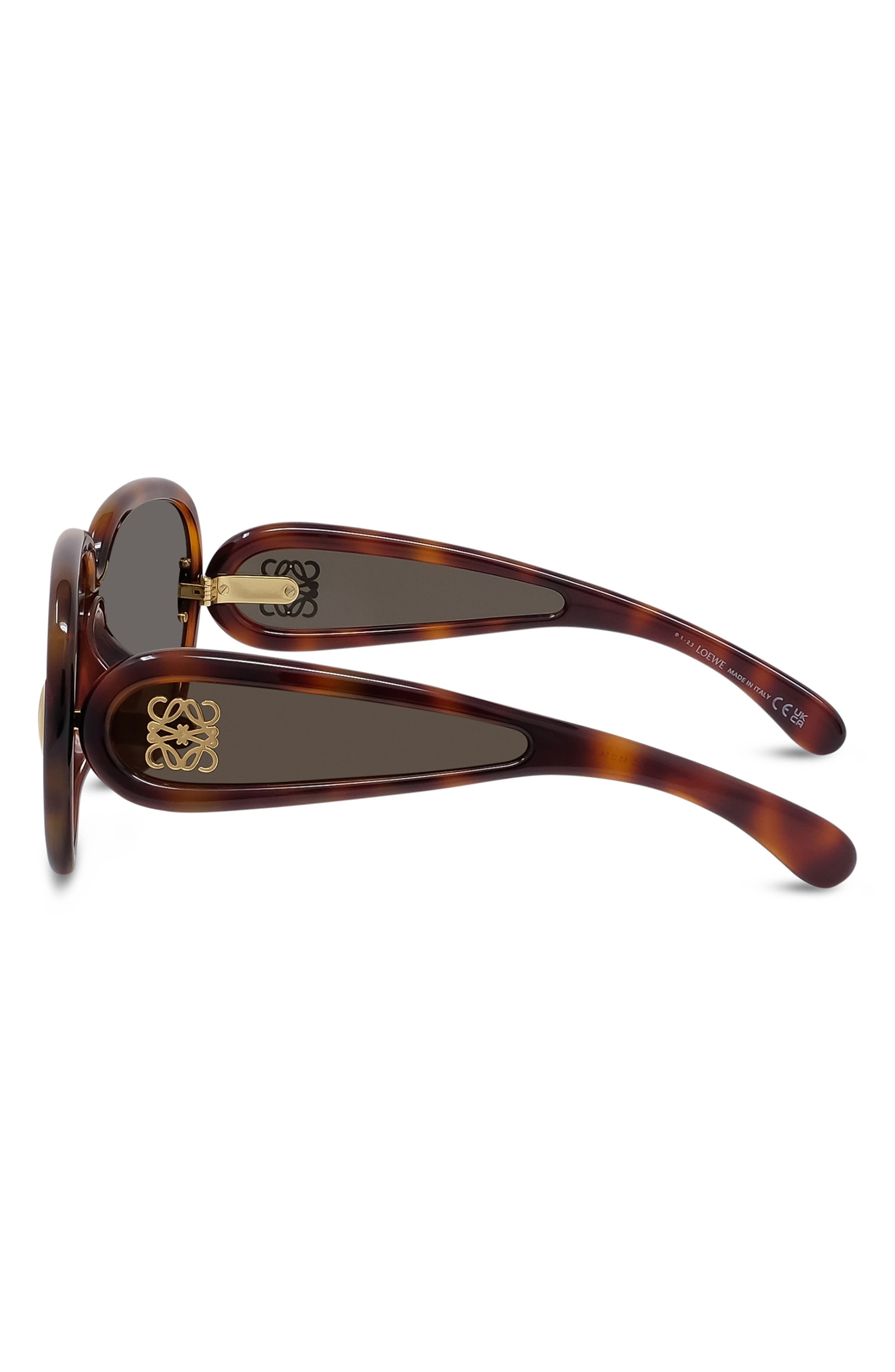 Loewe Anagram 65mm Oversized Pilot Mask Sunglasses in Dark Havana /Brown Mirror at Nordstrom - 6
