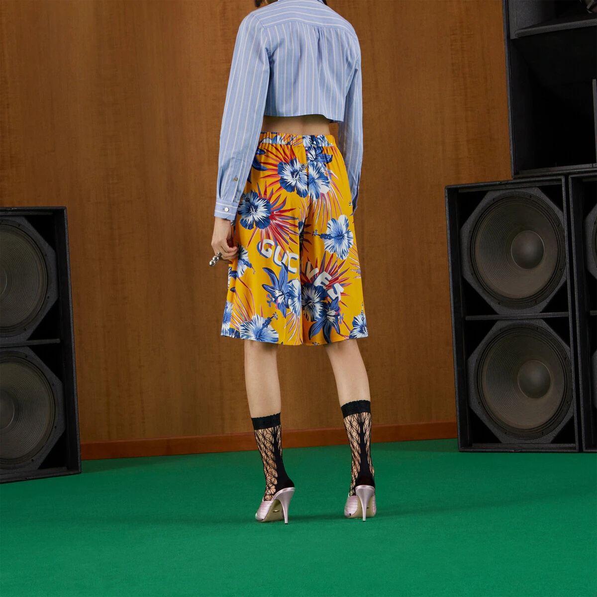 Wild flower print viscose bermuda pant - 7