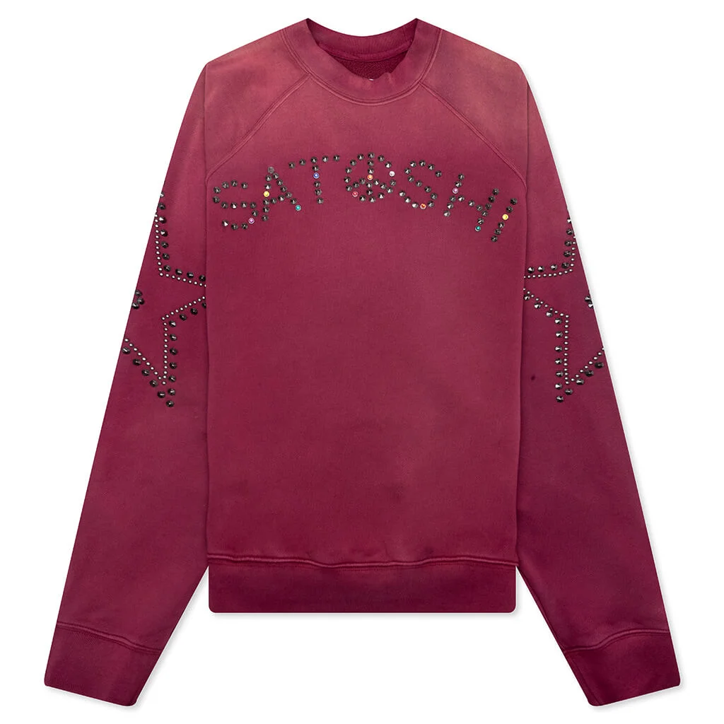 STAR STUDDED CREWNECK - BURGUNDY - 1