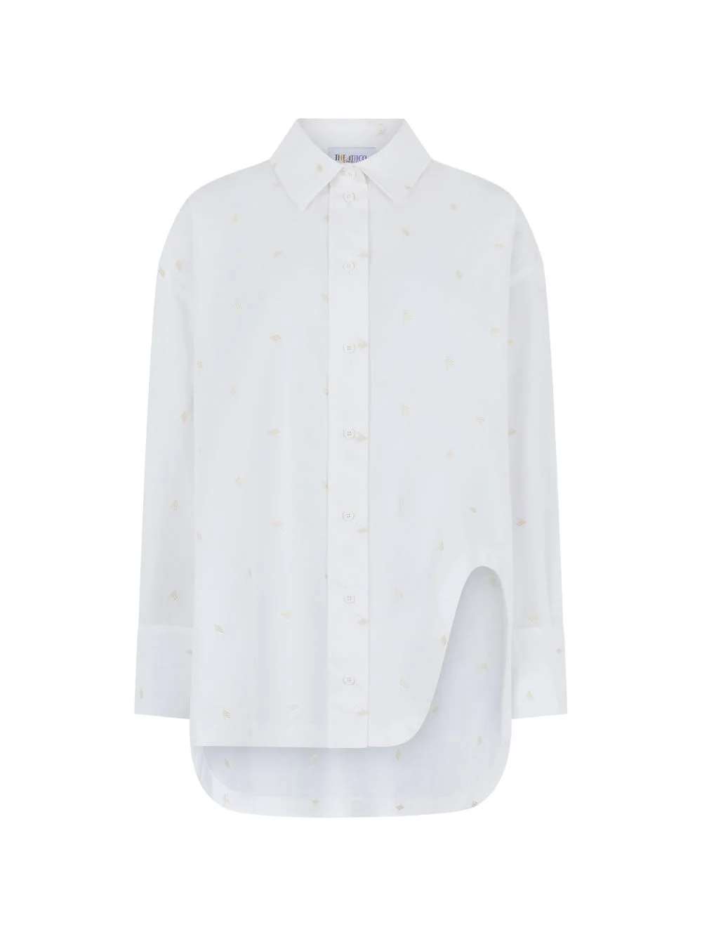 embroidered asymmetric-hem shirt - 1