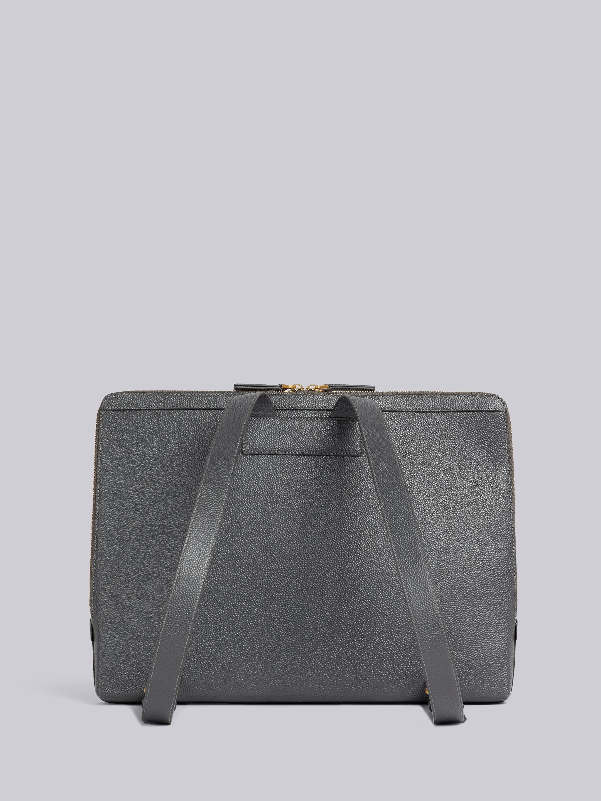 Dark Grey Pebble Grain Leather Document Holder Backpack - 4