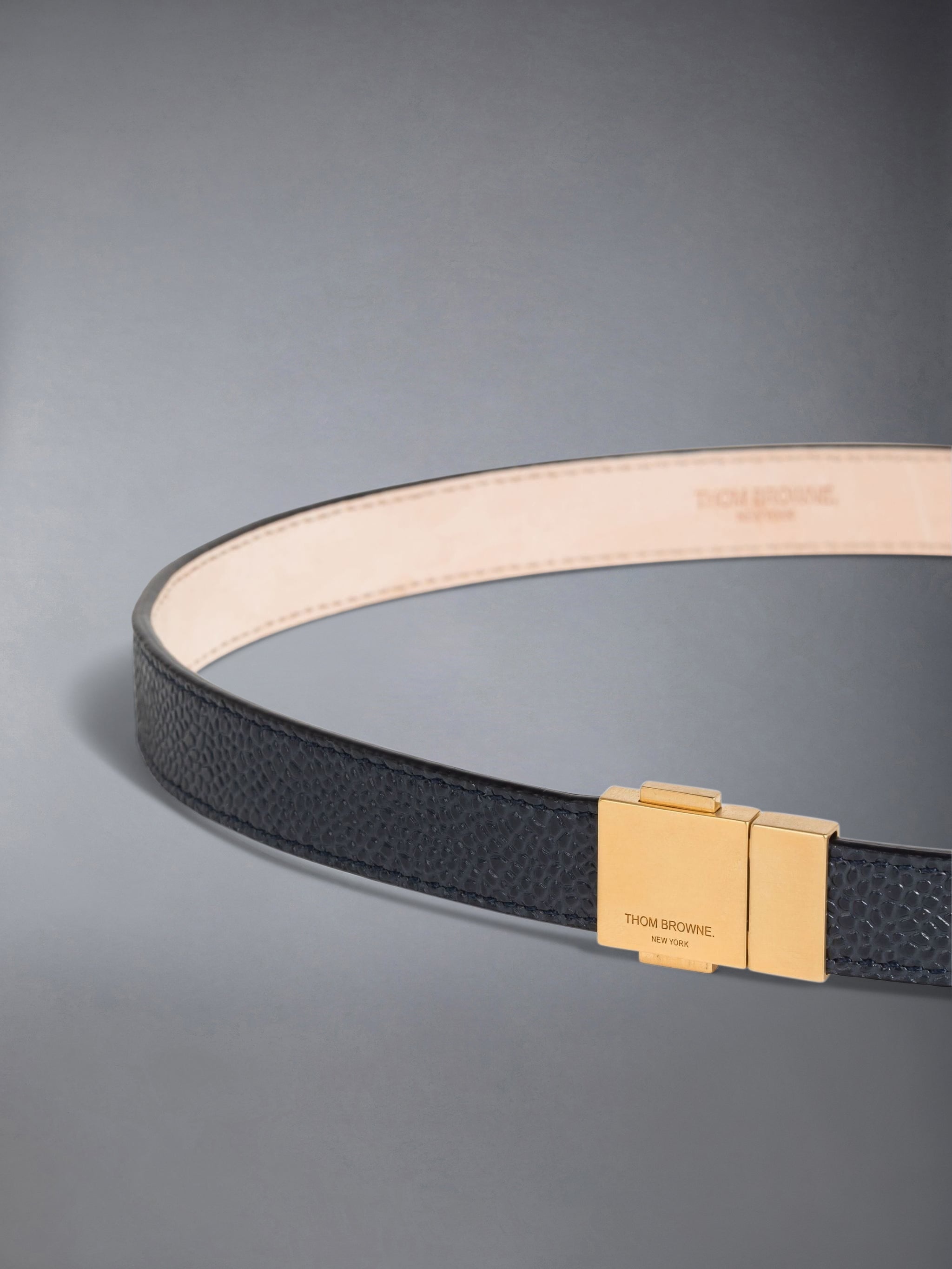 PEBBLE GRAIN LEATHER CLIP BUCKLE BELT - 3