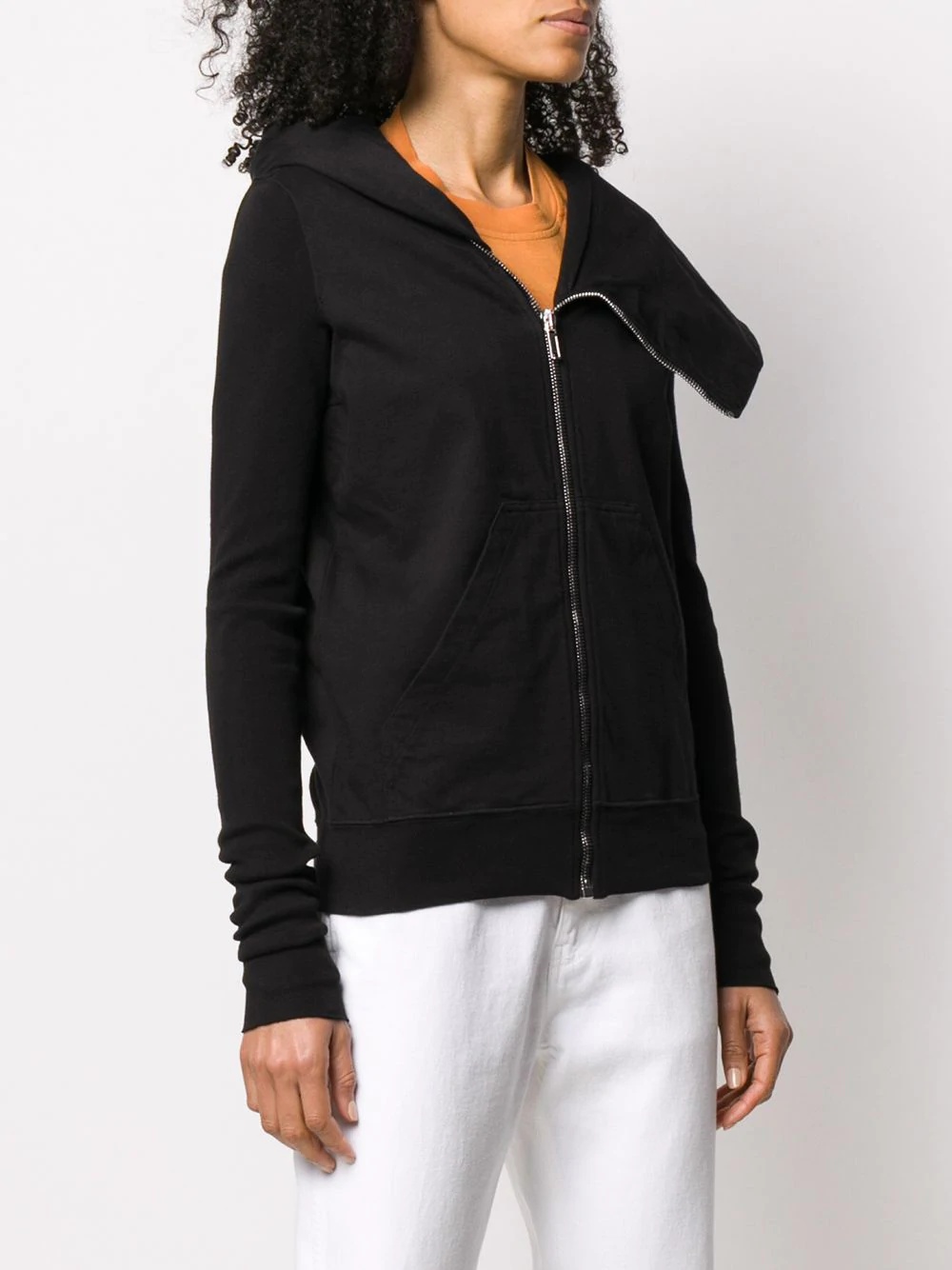 draped collar zip up jacket - 3