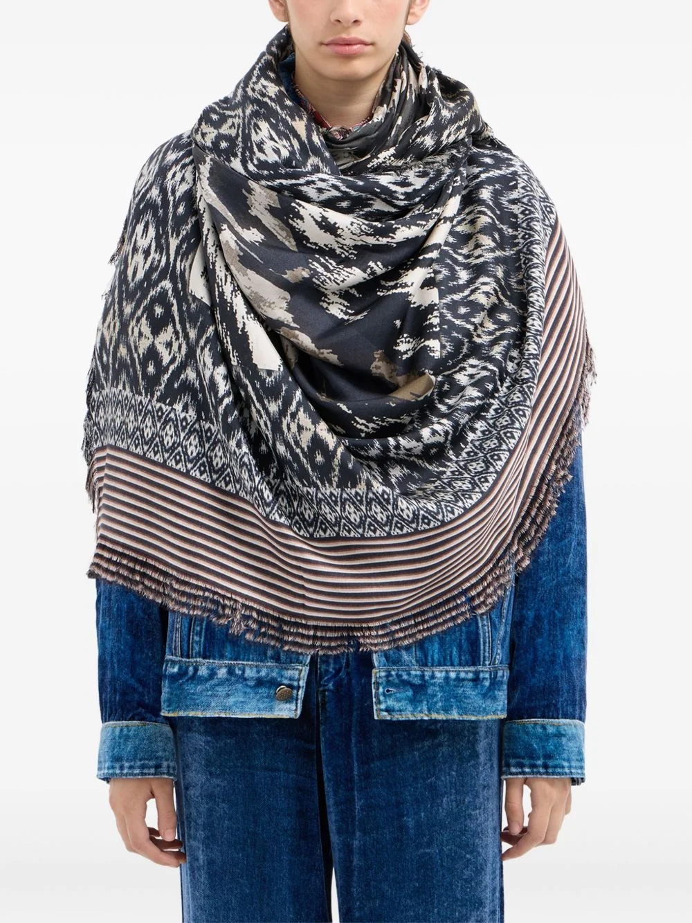 geometric-pattern scarf - 1